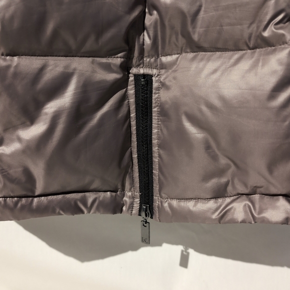 NWOT Nygard Women's 3/4 Metallic Taupe Puffer Jacket w/ Faux Fur Trim Hood, XS - Picture 3 of 12